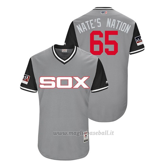 Maglia Baseball Uomo Chicago White Sox Nate Jones 2018 Llws Players Weekend Nate's Nation Grigio